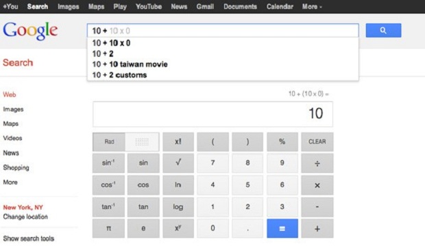 Google search calculator